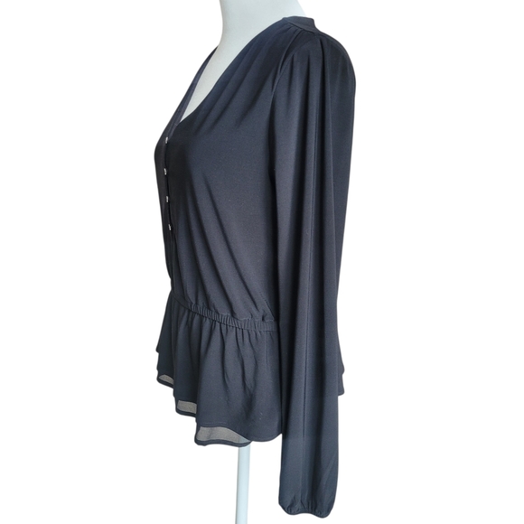 WHBM Long Sleeve Cinch Waist Button Front Blouse Size S - Picture 5 of 10